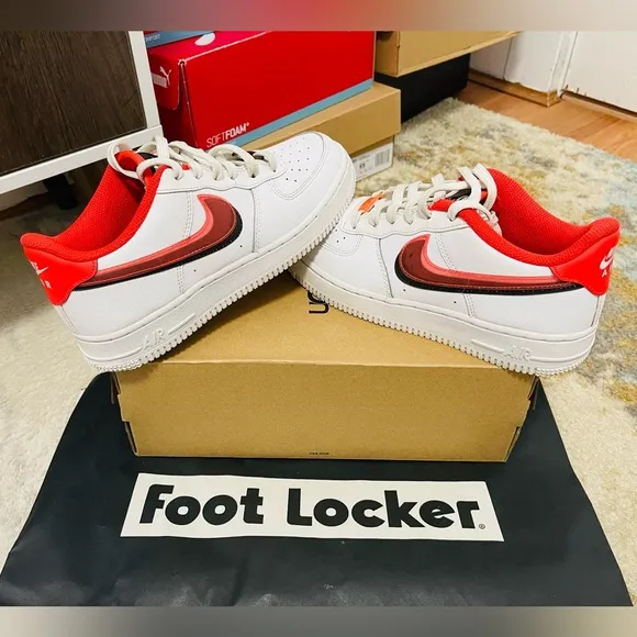 EUC Youth’s Size 5.5 Nike Air Force 1 LV8 GS Double Swoosh Shoes Bright Crimson