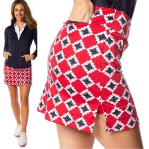 Excellent Condition Golftini Serendipity Red Patterned Golf Skort Size Medium
