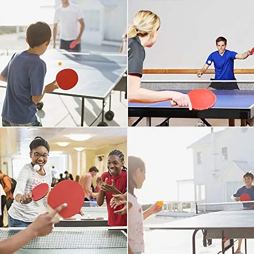 FBSPORT Ping Pong Paddle Set, Portable Table Tennis Set with Retractable Net, 2 Rackets, 6 Balls and Carry Bag for Children Adult Indoor/Outdoor Games, Black