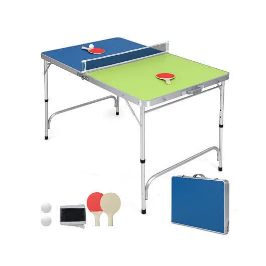 Foldable Ping Pong Table Game Set Mini Table Tennis Table with Adjustable Height