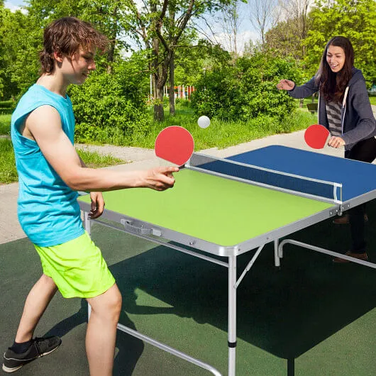 Foldable Ping Pong Table Game Set Mini Table Tennis Table with Adjustable Height
