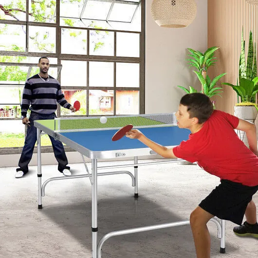Foldable Ping Pong Table Game Set Mini Table Tennis Table with Adjustable Height