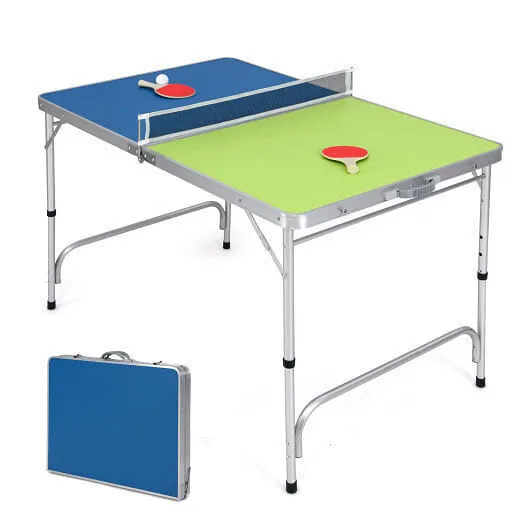 Foldable Ping Pong Table Game Set Mini Table Tennis Table with Adjustable Height