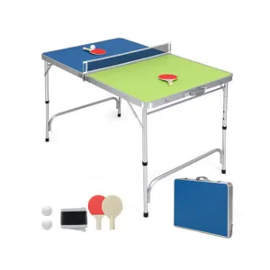 Foldable Ping Pong Table Game Set Mini Table Tennis Table with Adjustable Height