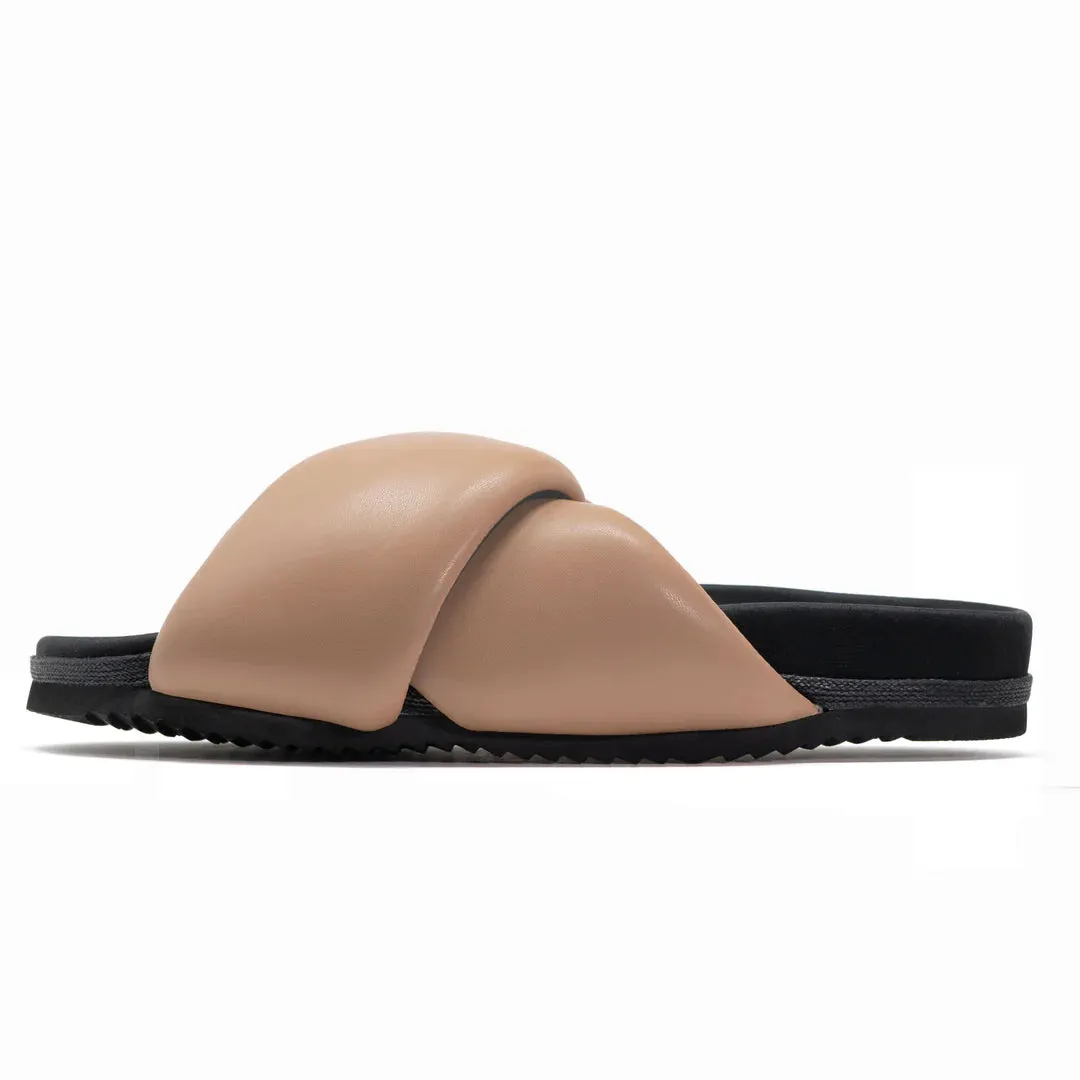 FOLDY PUFFY SANDALS WITH VEGAN LEATHER - NUDE