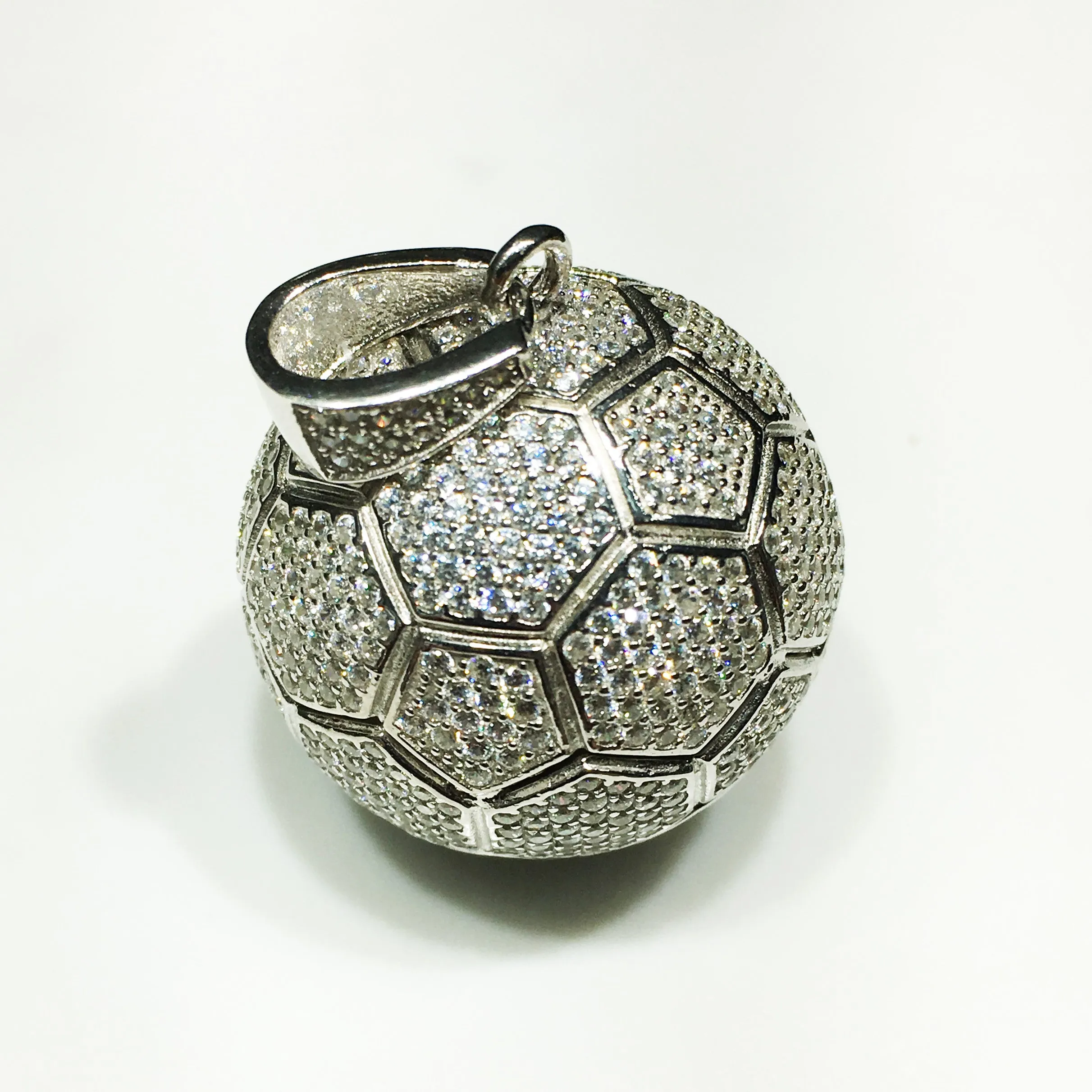 Football / Soccer Iced-Out Pendant (Silver)