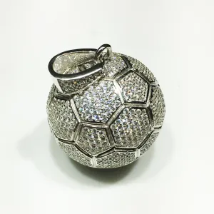 Football / Soccer Iced-Out Pendant (Silver)
