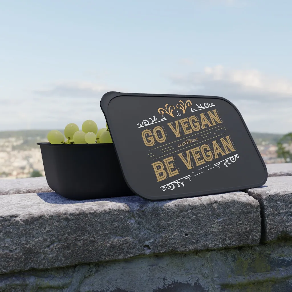 Go Vegan Be Vegan PLA Bento Box with Band and Utensils