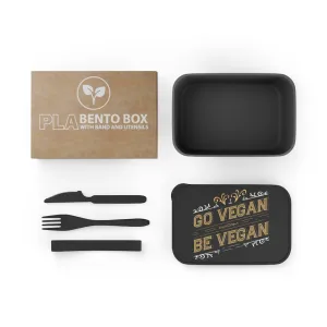 Go Vegan Be Vegan PLA Bento Box with Band and Utensils