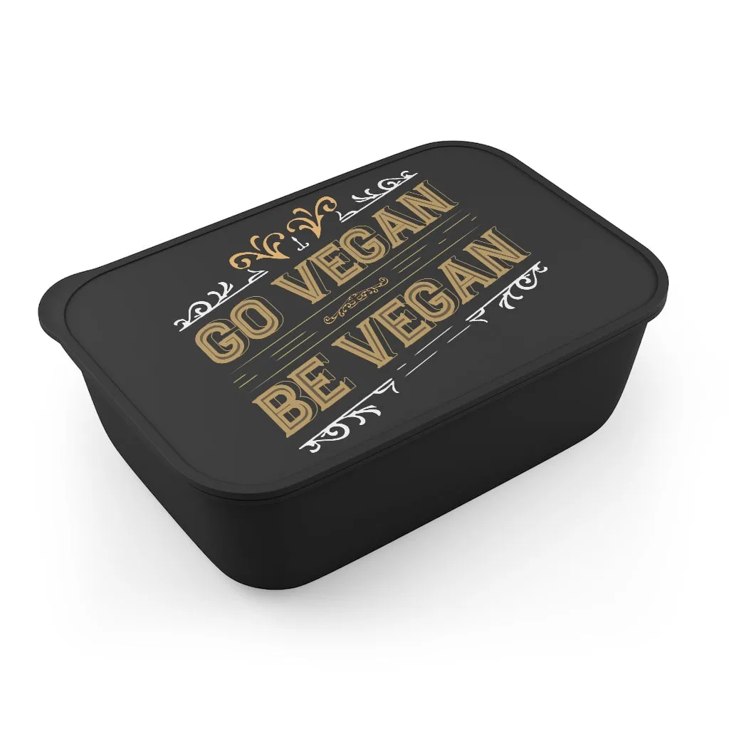 Go Vegan Be Vegan PLA Bento Box with Band and Utensils