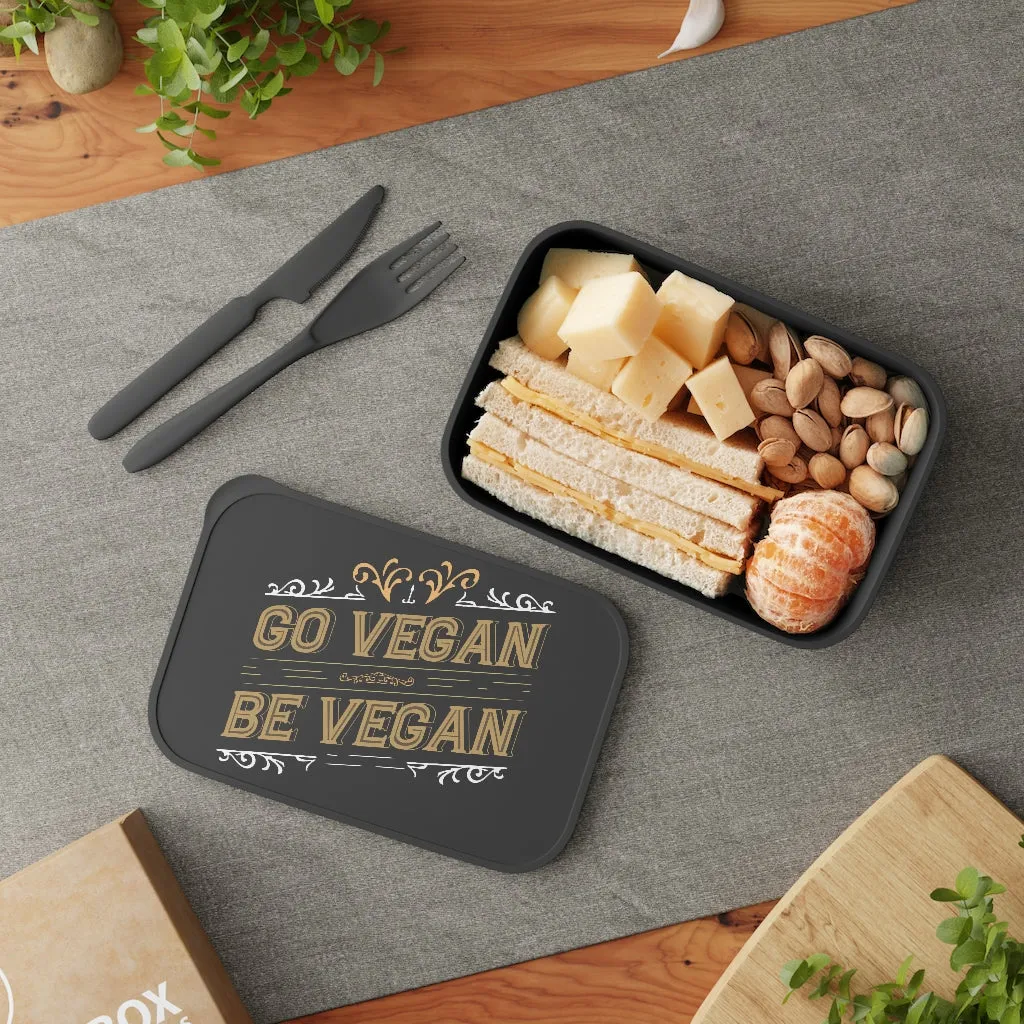 Go Vegan Be Vegan PLA Bento Box with Band and Utensils