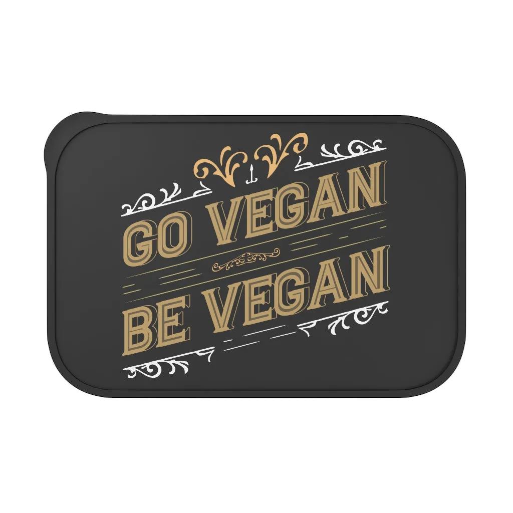 Go Vegan Be Vegan PLA Bento Box with Band and Utensils