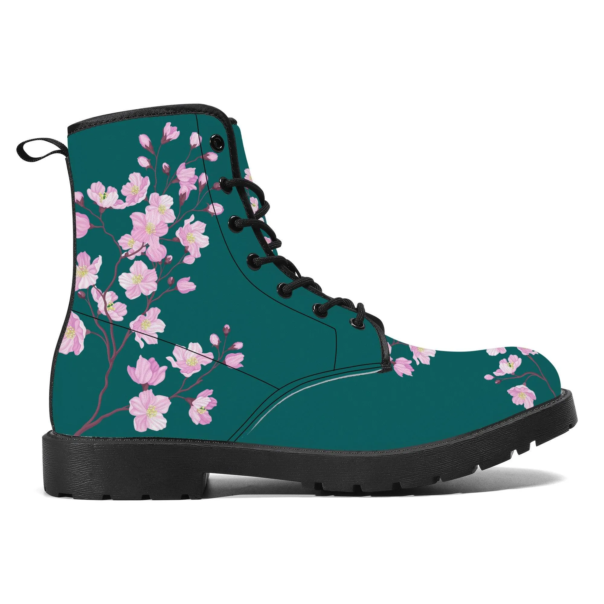 Green Forest Sakura Vegan Leather Boots