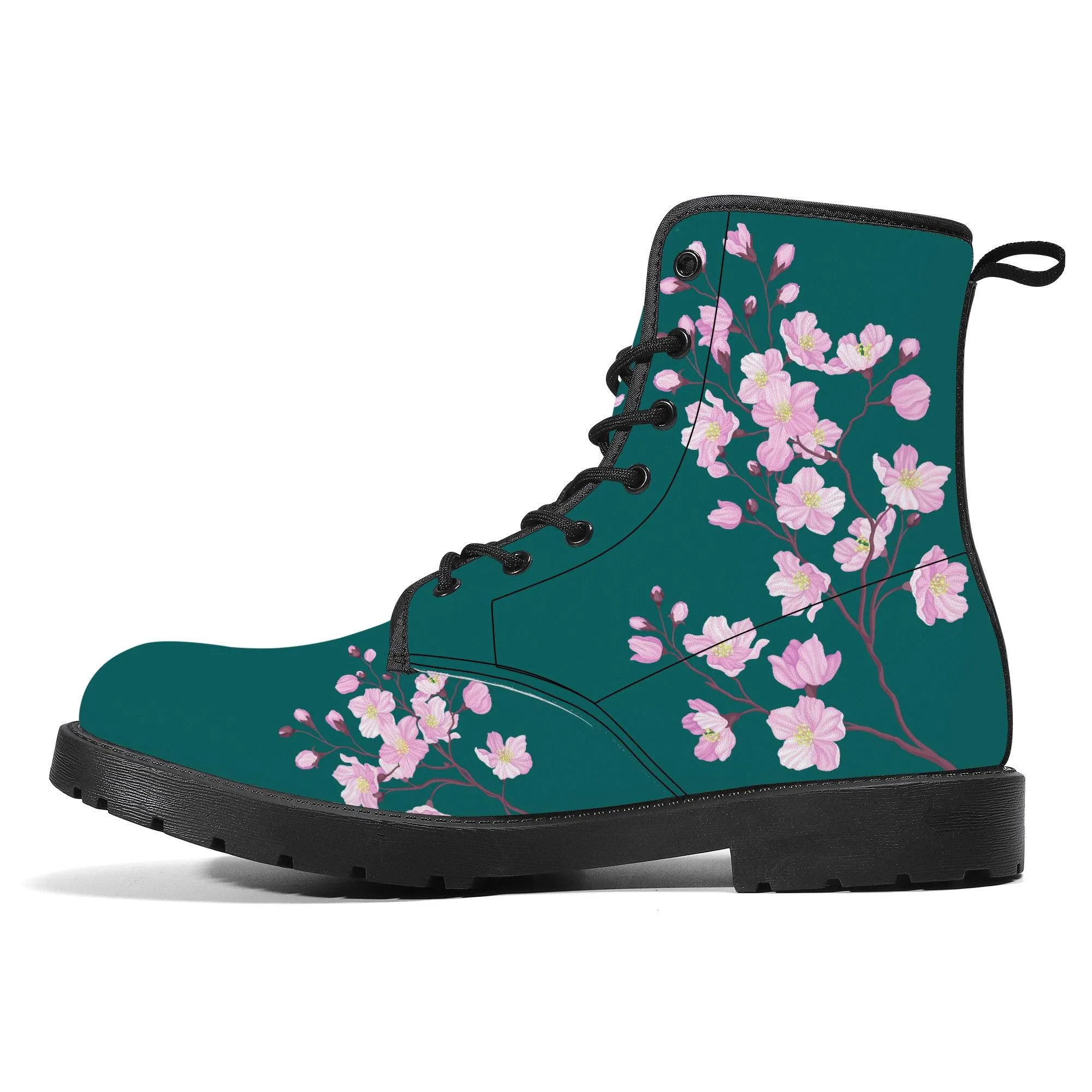 Green Forest Sakura Vegan Leather Boots