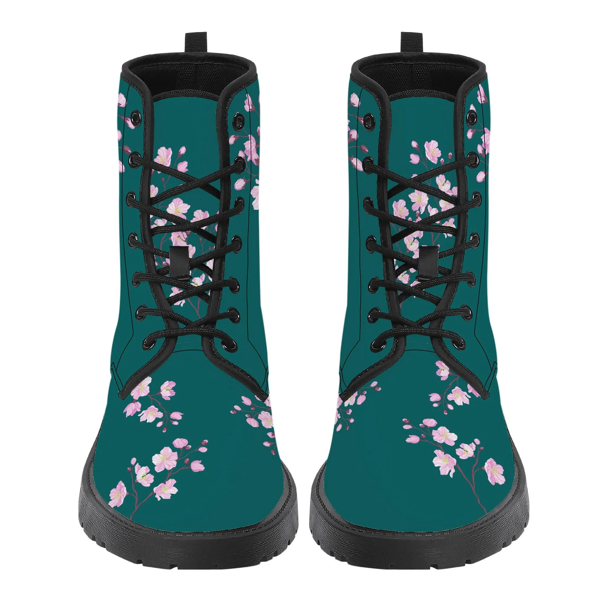Green Forest Sakura Vegan Leather Boots