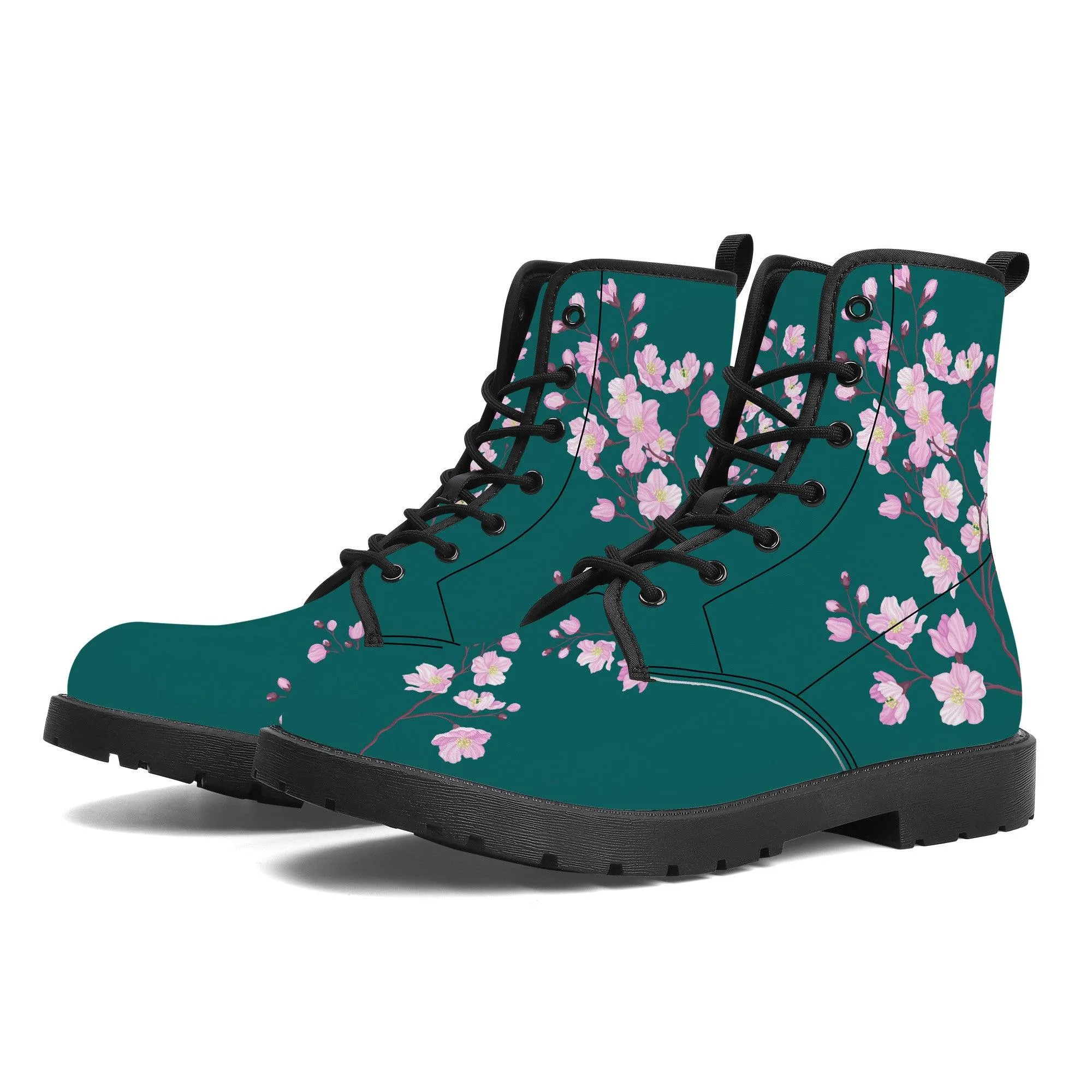Green Forest Sakura Vegan Leather Boots