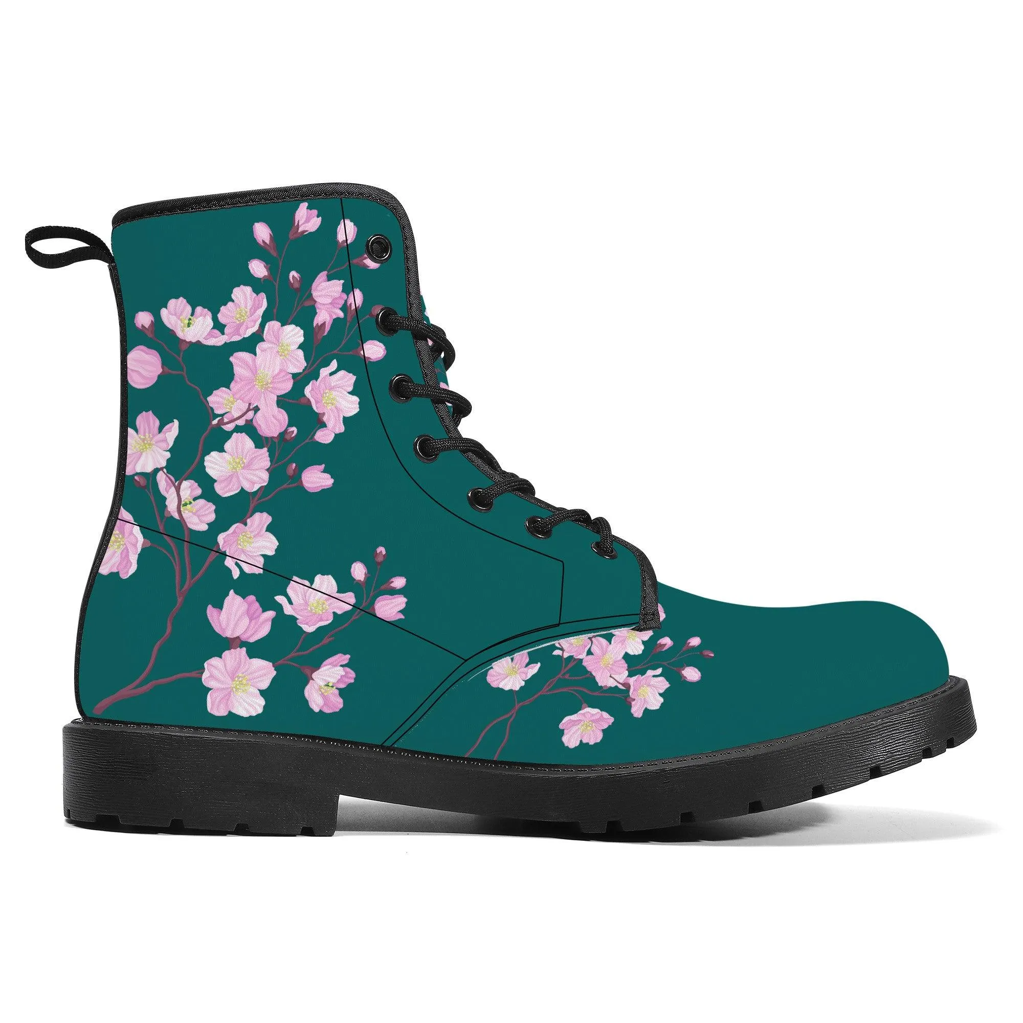 Green Forest Sakura Vegan Leather Boots