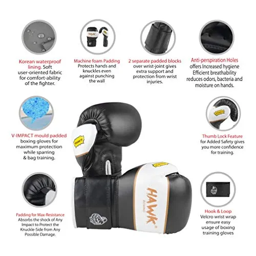 Hawk Sports Kids Boxing Gloves for Kids Children Youth Punching Bag Kickboxing Muay Thai Mitts MMA Training Sparring Gloves (Black, 4 oz)