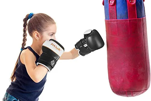 Hawk Sports Kids Boxing Gloves for Kids Children Youth Punching Bag Kickboxing Muay Thai Mitts MMA Training Sparring Gloves (Black, 4 oz)