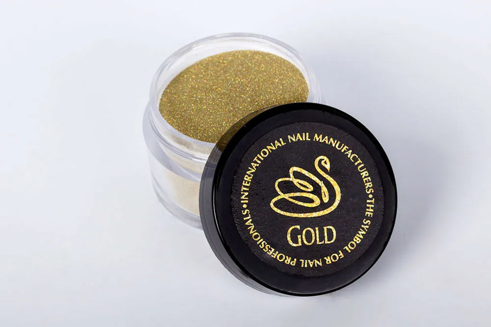 INM Northern Lights Holographic Gold Glitter Acrylic Nail Powder 0.5 oz