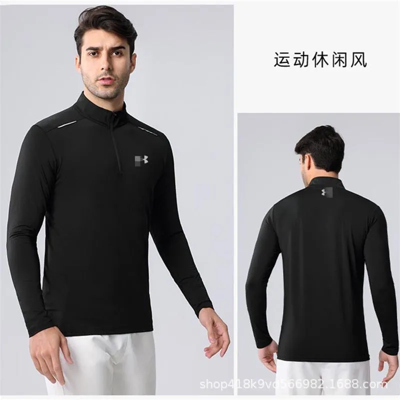 INSTOCK-Skinny Clothes Men's Training Sports Student Half Zip Top