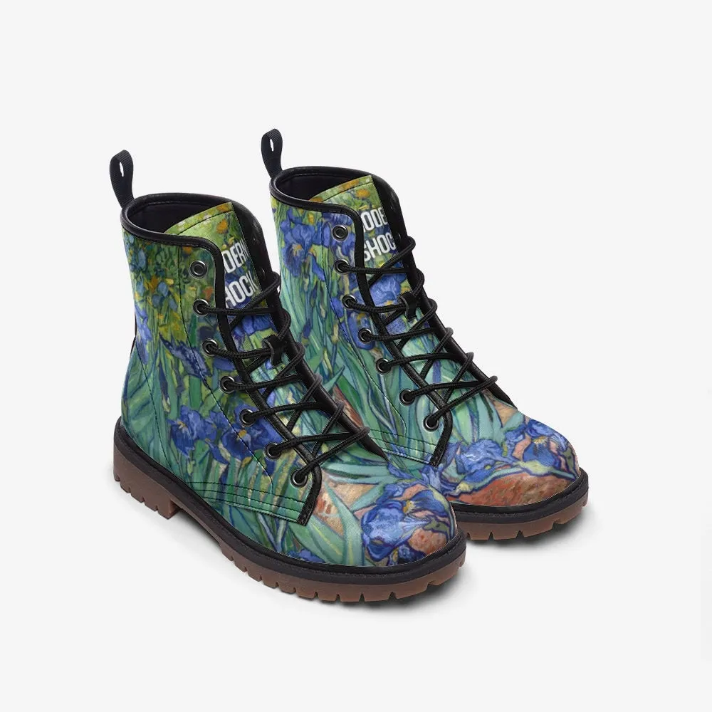 Irises Van Gogh Leather Vegan Leather Unisex Boots