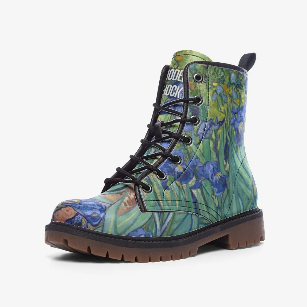 Irises Van Gogh Leather Vegan Leather Unisex Boots