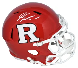 ISIAH PACHECO AUTOGRAPHED RUTGERS SCARLET KNIGHTS FULL SIZE SPEED HELMET BECKETT