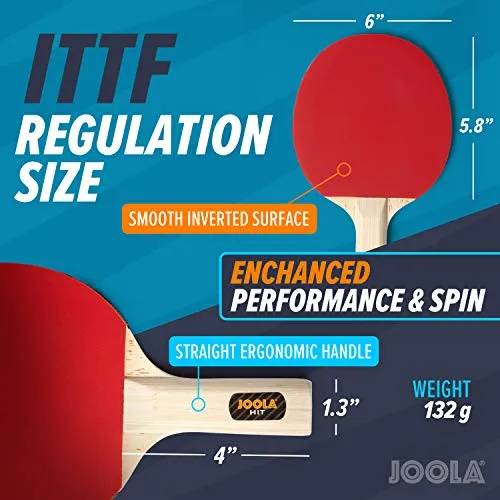 JOOLA 4-Player Indoor Table Tennis Hit Set (Bundle Includes 4 Rackets/Paddles, 8 Balls, Carrying Case)