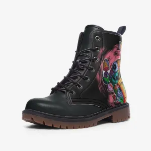 Kawaii Mushroom & Frog Vegan Leather Unisex Boots