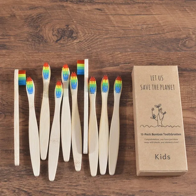 Kids Bamboo Toothbrush - 10 Piece