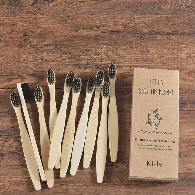 Kids Bamboo Toothbrush - 10 Piece