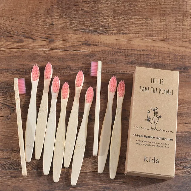 Kids Bamboo Toothbrush - 10 Piece