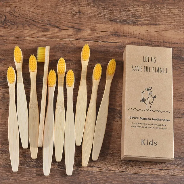 Kids Bamboo Toothbrush - 10 Piece