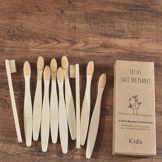Kids Bamboo Toothbrush - 10 Piece