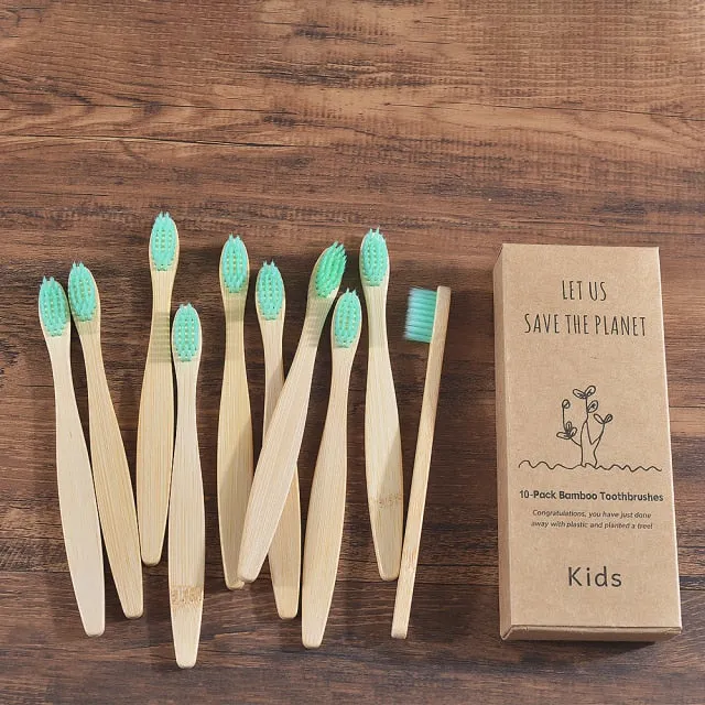 Kids Bamboo Toothbrush - 10 Piece