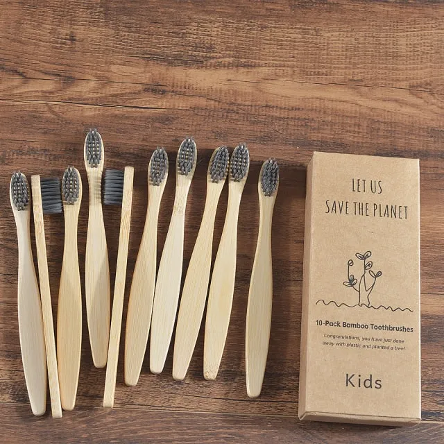 Kids Bamboo Toothbrush - 10 Piece