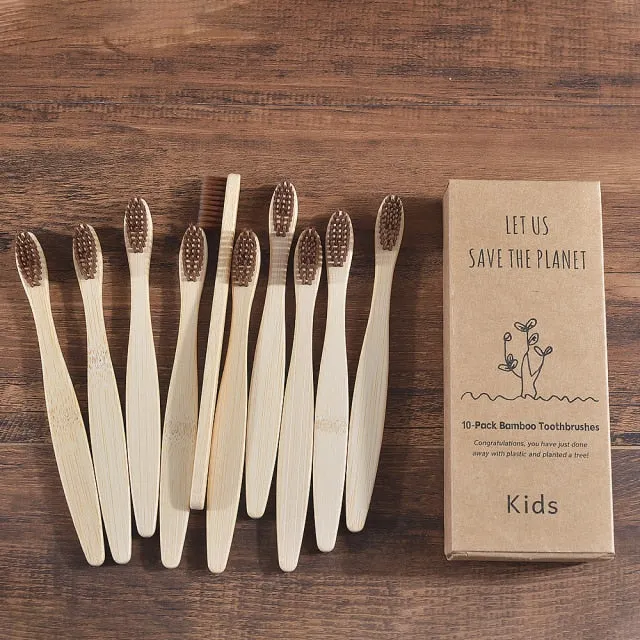 Kids Bamboo Toothbrush - 10 Piece