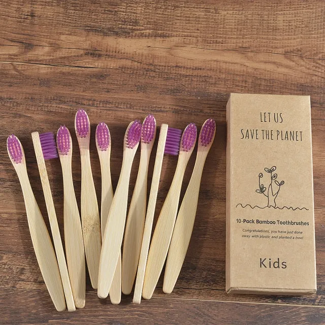 Kids Bamboo Toothbrush - 10 Piece