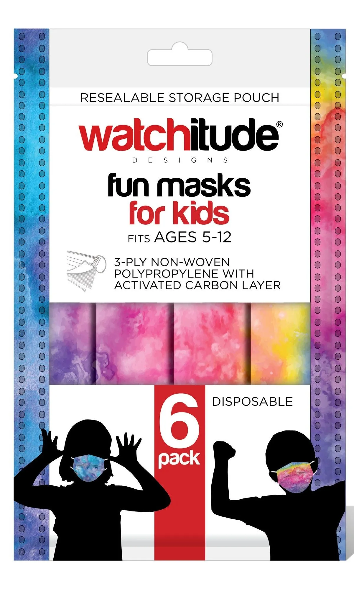 Kids Disposable Masks - Rainbow Tie Dye / Purple Tie Dye