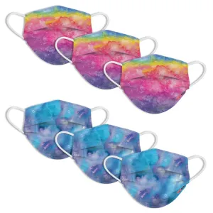 Kids Disposable Masks - Rainbow Tie Dye / Purple Tie Dye