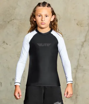 Kids' Standard White Long Sleeve Training Rash Guard