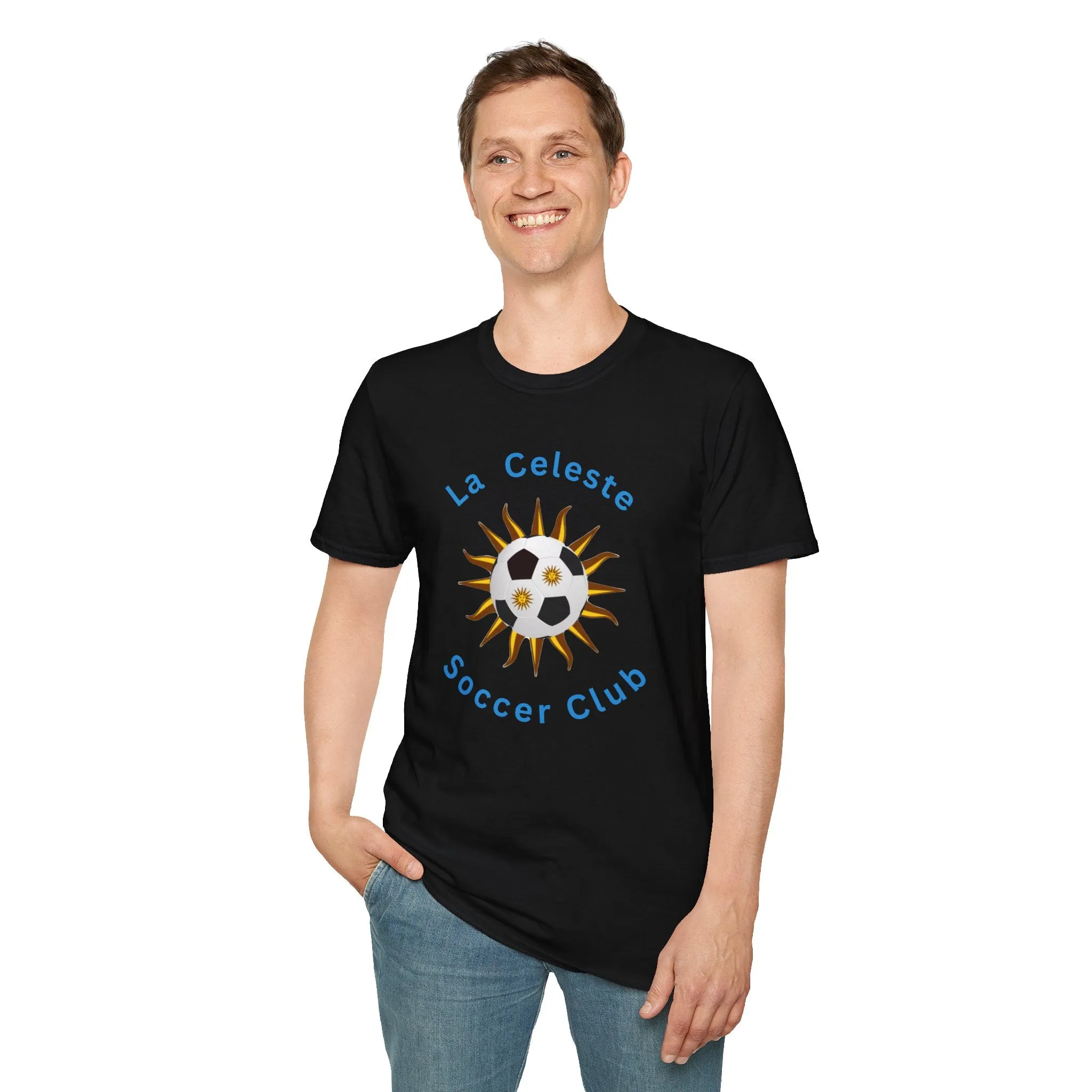 La Celeste Soccer Club Unisex Softstyle T-Shirt - Sporty Sun Design for Soccer Lovers
