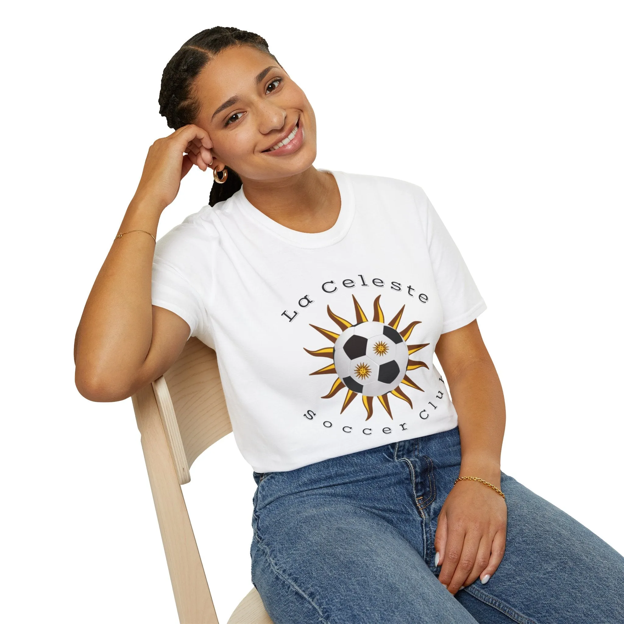 La Celeste Soccer Club Unisex Softstyle T-Shirt - Sporty Sun Design for Soccer Lovers