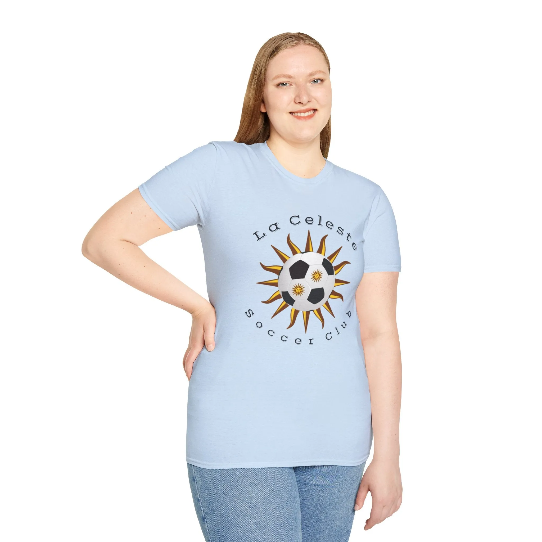 La Celeste Soccer Club Unisex Softstyle T-Shirt - Sporty Sun Design for Soccer Lovers