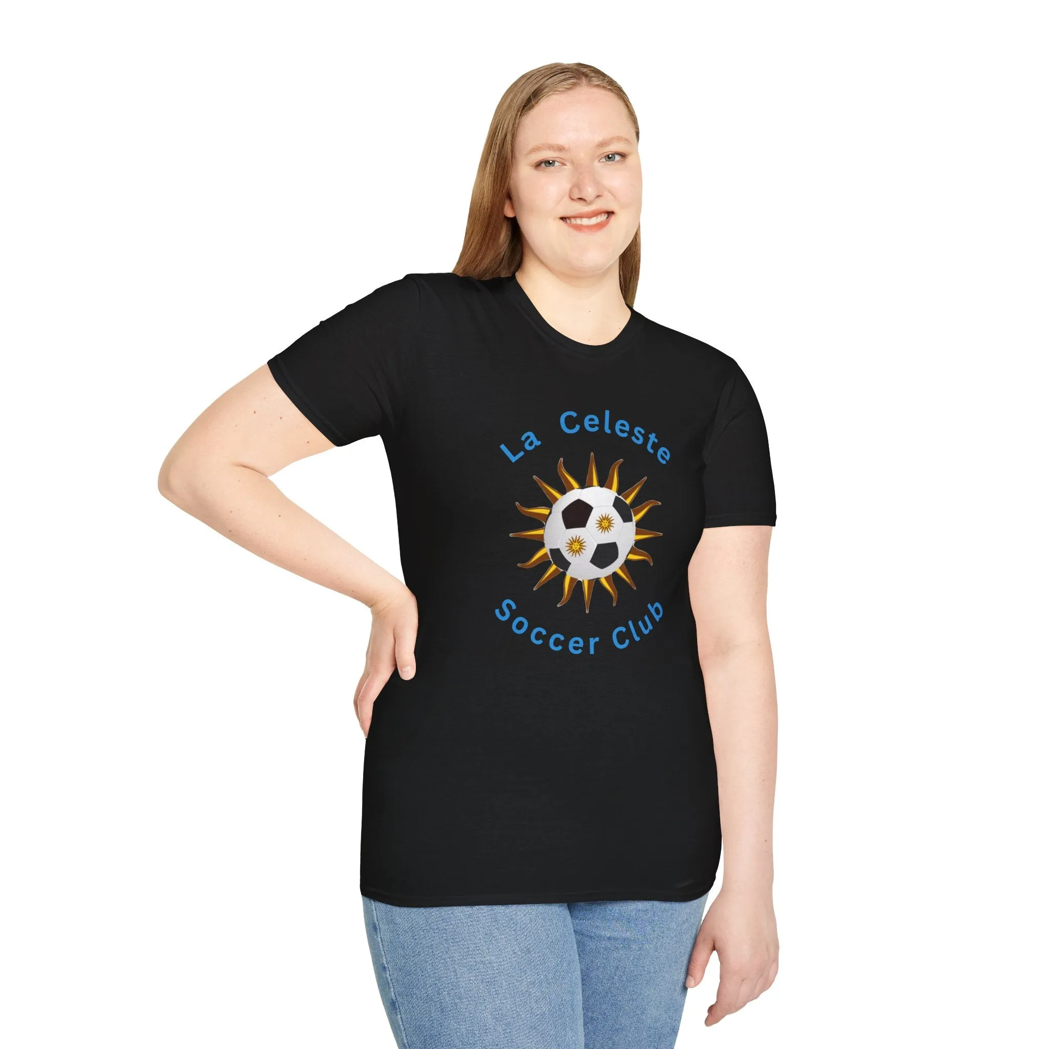 La Celeste Soccer Club Unisex Softstyle T-Shirt - Sporty Sun Design for Soccer Lovers