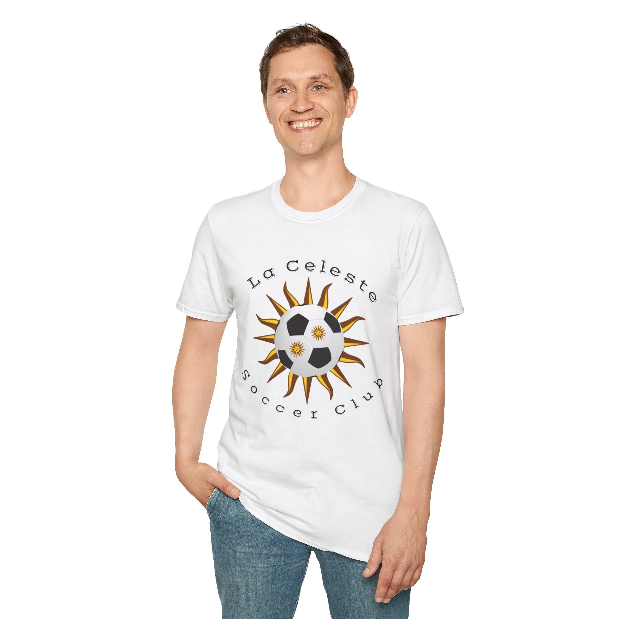 La Celeste Soccer Club Unisex Softstyle T-Shirt - Sporty Sun Design for Soccer Lovers