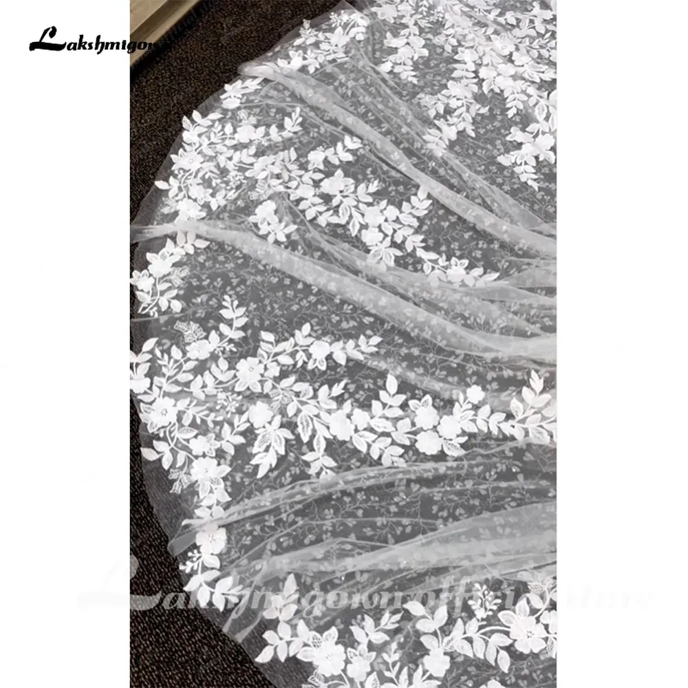 Lakshmigown Deep V Neck Lace Floral Wedding Dress for Women 2024 Bridal Gown Champagne Backless Spaghetti Straps abito da sposa