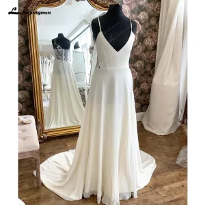 Lakshmigown Lace Chiffon A Line Women Wedding Dress for Women 2024 Spaghetti Straps Bridal Gown Custom Made hochzeitskleid