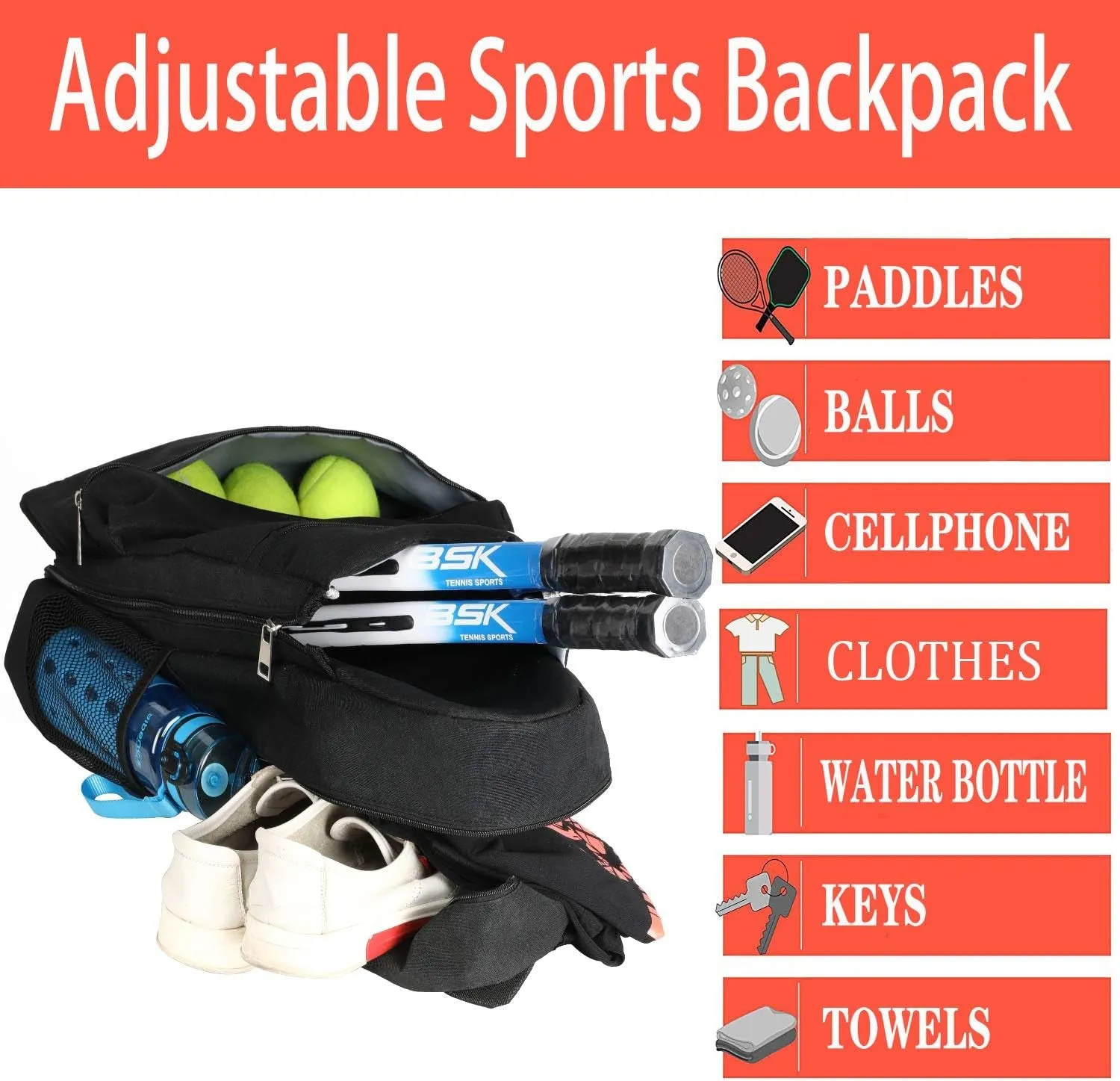 Large Tennis Backpack for Women and Men Hold Tennis Racket and Other Accessories